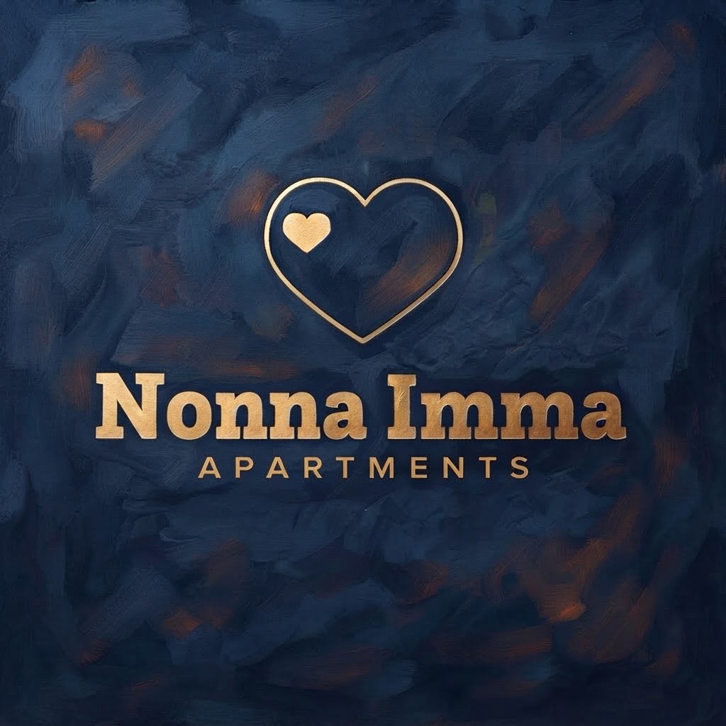 Logo Nonna Imma Apartments: un cuore dorato su fondo blu notte